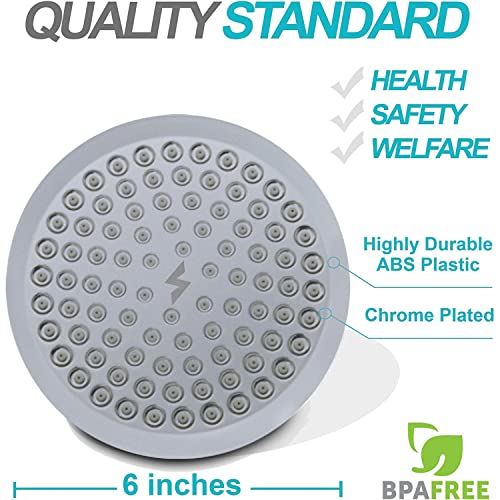 SparkPod Rain Shower Head, 6 Inch Round, Charcoal Grey Finish | High Pressure Shower Heads, 90 Nozzles, Adjustable Showerhead, No Tools Needed, Universal Connection - color: Charcoal Grey, style: 6 Inch Round