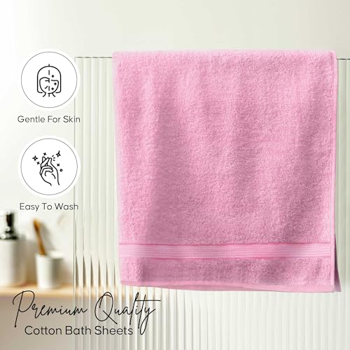 Pink Bath Sheets Extra Large (35x70 Inches), 100% Ring-Spun Cotton, 600 GSM - Super Soft, Highly Absorbent, Premium Hotel Quality Bath Towels Set of 2 - color: Pink