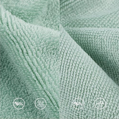 MICROFI Ring Spun Terry Microfiber Bath Towel Set, 3 Piece, Oversize, Quick Dry, Lint Free, Includes Bath, face, and Hand Towels (Green) - color: Green