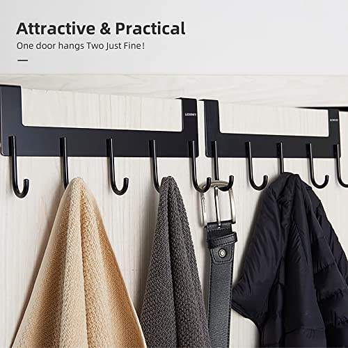Over Door Hanger, Metal Over The Door Hook Rack with 5 Hooks, Towel Rails for Hanging Towel Robe Coat Bathroom Bedroom Grey - color: Gray