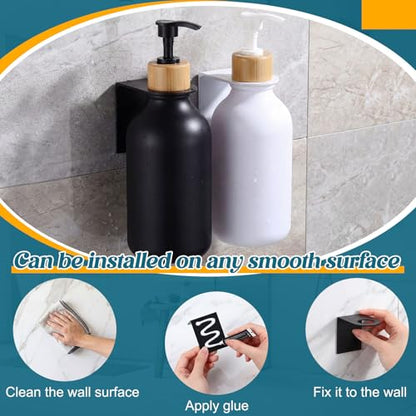 Sawysine Shampoo and Conditioner Dispenser 16.9 oz Plastic Wall Mounted Hand and Dish Soap Shower Soap Dispenser with Pump, Labels and Bottle Hangers Refill Body Wash for Bathroom Kitchen Decor