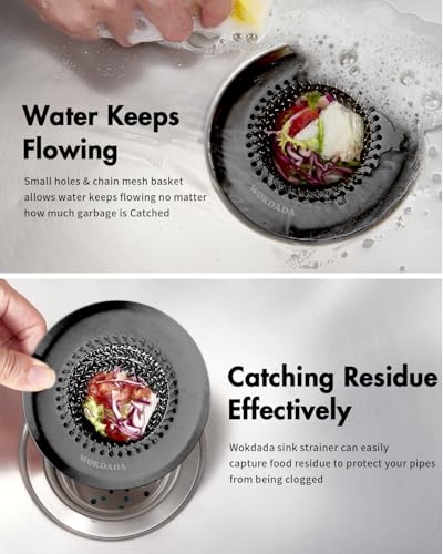 Kitchen Sink Drain Strainer,Patented Reversible Chain Mesh Basket,Black | Kitchen Sink Accessories,Easy Clean,Fast Drainage,304 Stainless Steel Rust-Proof,4.4" Large Capacity Food Catcher,Anti-Clog - color: Dark Strainer