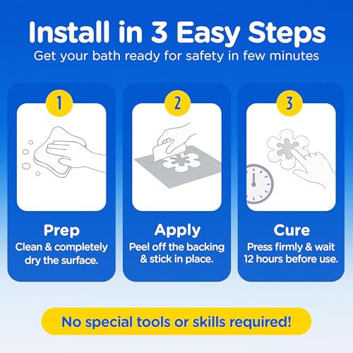 COMPAC HOME Safe-T-Shapes Anti-Slip Bathroom Decals - 7 Large White Daisies with Removable Inner Daisies (14 Total), Flexible Non-Slip Tub & Shower Safety, Decorative Design - size: Large