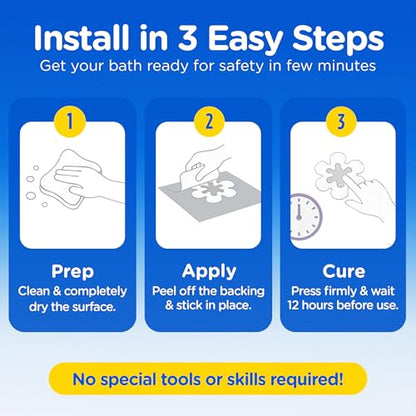 COMPAC HOME Safe-T-Shapes Anti-Slip Bathroom Decals - 7 Large White Daisies with Removable Inner Daisies (14 Total), Flexible Non-Slip Tub & Shower Safety, Decorative Design - size: Large