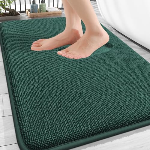 OLANLY Memory Foam Bathroom Rugs 30x20, Absorbent Bath Mat, Blackish Green | Soft Quick Dry Bath Rugs, Non-Slip, Machine Washable Carpet for Bathroom Floor, Tub and Shower, Home Decor Accessories - color: Blackish Green, size: 30" X 20"