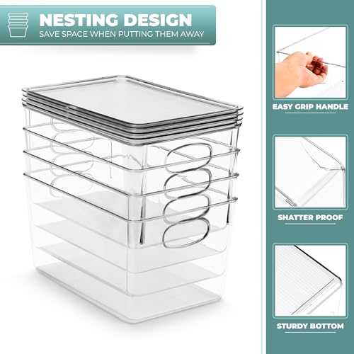 Sorbus Large Clear Plastic Bins with Lids – Stackable Organizer for Toys, Clothes, Medicine, Makeup, Closet, Art Supplies, Bathroom, Shoes – 8 Pack - size: Large, style: 8 Pack