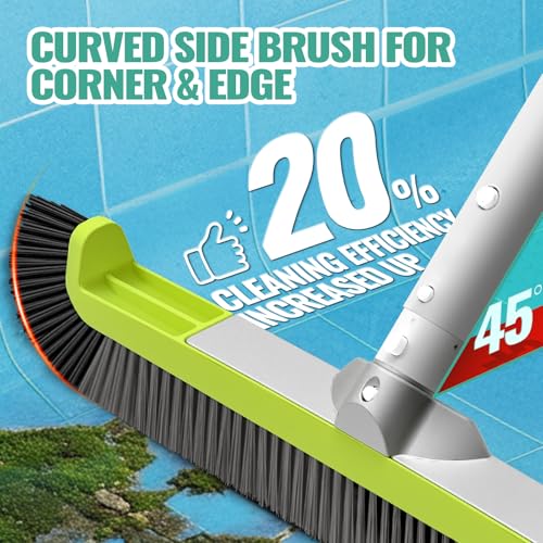 18" Pool Brush Head - Scrub Brush, Curved Ends, Fits Φ1.25” Poles | Scrub Brushes for Cleaning Swimming Pool Walls, Tile, Fiberglass, Flooring and Vinyl Pools, Green & Black & Dark Gray - color: Black & Dark Gray