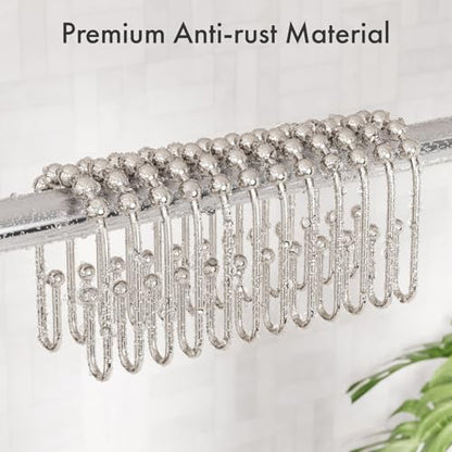 AmazerBath Shower Curtain Hooks, Metal Shower Curtain Rings Rust Proof, Double Sided Shower Curtain Hooks for Shower Curtain Liner Smooth Brushed Nickel Shower Hook Rings for Bathroom, Set of 12 - color: Nickel, style: Modern
