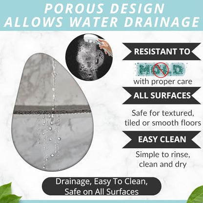 Enkosi Loofah Non-Slip Shower Mat - Shower Floors, Bathtub, Bathrooms, Wet Areas - Cushioned Bath Mat with Drain Holes - Quick Dry PVC, Secure Safety Pad Without Suction Cups (32x24 Black) - color: Black, size: 32" x 24" (Rectangular)