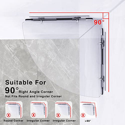 Bakzon Acrylic Corner Shelf 2 Pack, Adhesive Shower Caddy, 0.12" Thick Shatter-Resistant Clear Bathroom Corner Shelves for Tile Wall, No Drill Renter Friendly, 10×10 Inch, 20 lbs Capacity - style: Corner Shelf-Clear