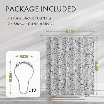 AmazerBath Black and White Shower Curtain, Bathroom Shower Curtain with 12 Shower Curtain Hooks, Rustic Fabric Black and White Shower Curtain Set, 72x72 Inches - color: B- Black and White Patterns+12 Metal Hooks, size: 72"W x 72"L (Pack of 1)