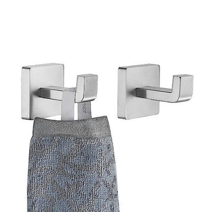 JQK Bathroom Towel Hook Brushed, Coat Robe Clothes Bath Wall Hooks for Kitchen Garage SUS 304 Stainless Steel Thick 0.8mm, 2 Pack Brushed Steel, TH250-BN-P2 - color: Brushed Steel