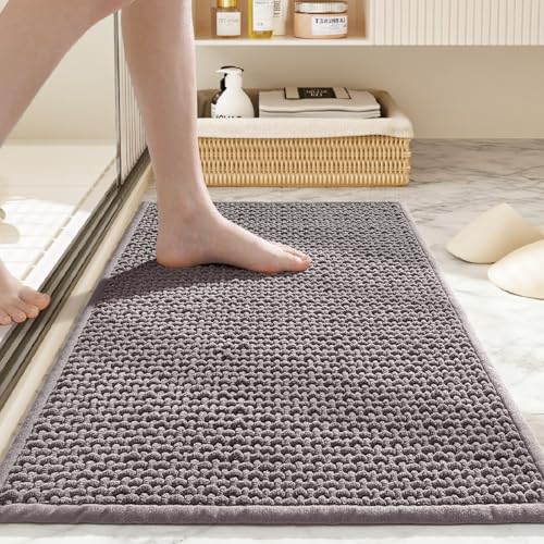 Bathroom Rugs Non Slip Washable, Super Absorbent Thin Bath Mat for Small Quick Dry Low Pile Bathroom Rug, (Light Gray, 36″x24″) - color: Light Gray, size: 2' x 3' (36″x24″)