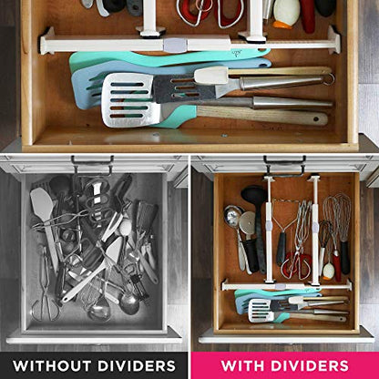 4 Adjustable Drawer Dividers, Organize Silverware and Utensils in Home Kitchen, Divider for Clothes in Bedroom Dresser, Designed to Not Snag Underwear and Bra Fabrics, Bathroom Storage Organizers - size: 4" Tall, 11"-17" Long, 4 Pack