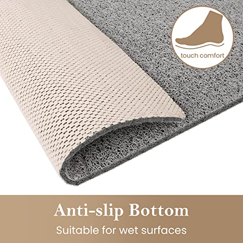 SoftDuo Shower Mat Bathtub Mat Non-Slip Soft Tub Mat | 47x16 inch,PVC Loofah Bath Mat with Drain for Tub and Bathroom,Quick Drying,Grey - color: Grey, size: 47" x 16" (Rectangular)