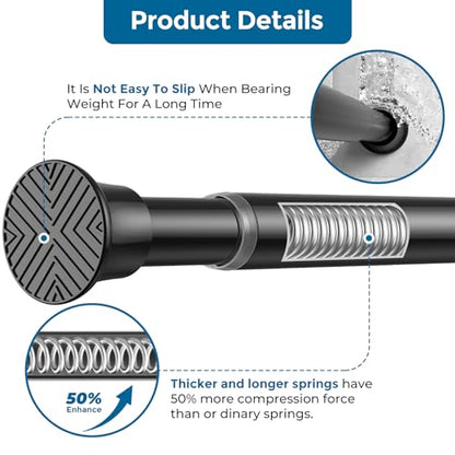 AIZESI Black Adjustable Tension Shower Curtain Rod, 31-77 Inch Spring No Drill Stainless Steel Shower Rods for Bathroom，Closet ，Window–Rust Resistant，Non-Slip - color: Black, size: 31“-77“-1P