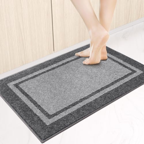 anllugs Kitchen Rugs 24" x 36", Non-Slip Machine Washable Kitchen Runner Rugs Floor Mats, Absorbent Comfort Standing Mats for Kitchen, Sink, Laundry and Hallway, Light Grey & Dark Grey - color: Light Grey & Dark Grey, size: 24" X 36"