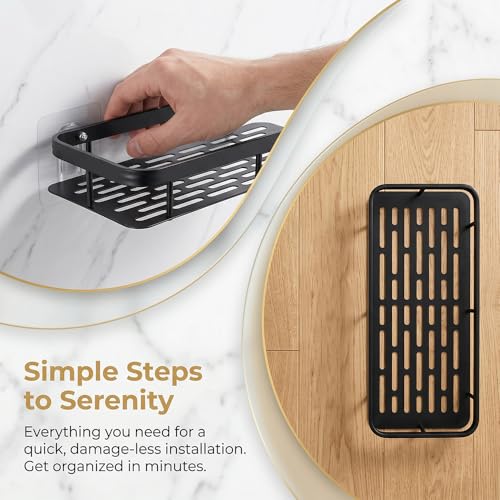 Wall-mounted Shower Rack, Large Capacity, No-drill Installation, Floating Shelf for Bathroom and Kitchen, Space-saving, Easy to Install, Used to Store Toiletries, Cosmetics and Miscellaneous Items