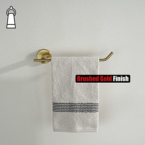 JQK Hand Towel Bar, Brushed Gold Stainless Steel Towel Ring Holder for Bathroom, 9 Inch Wall Mount, TR100-BG - color: Gold, size: 9 Inch (Right)