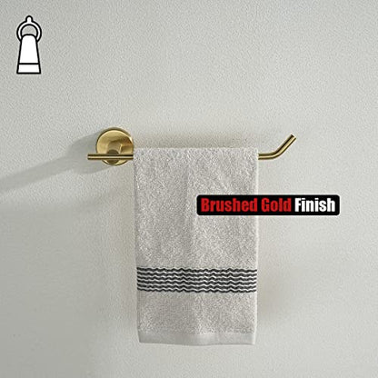 JQK Hand Towel Bar, Brushed Gold Stainless Steel Towel Ring Holder for Bathroom, 9 Inch Wall Mount, TR100-BG - color: Gold, size: 9 Inch (Right)