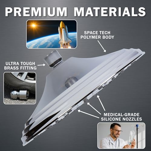 Rainfall Shower Head - 2.5 GPM - Polished Chrome | 8 Inch Large Overhead Rain Showerhead With Self-Clean Nozzles, High Flow, Easy Install, Adjustable Brass Ball Joint - color: Polished Chrome