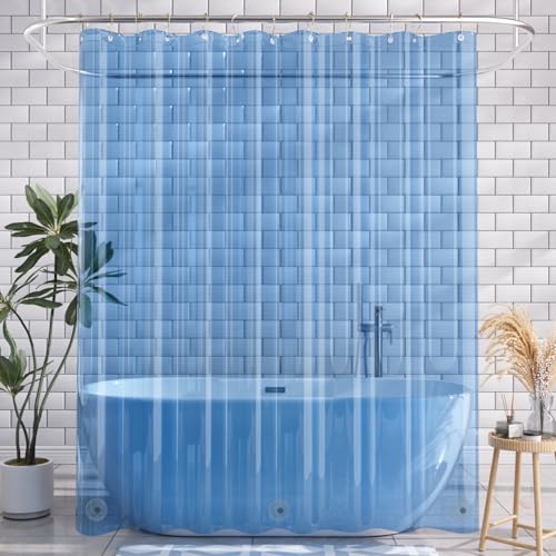 AmazerBath Extra Long Shower Curtain Liner, Clear Blue Shower Liner 84 Inches Long, 72x84 Plastic Shower Curtain Liners, Cute Tall Shower Liner, PEVA Bathroom Shower Curtain Liners & 3 Magnets - color: Clear Atlantic, size: 72"W x 84"L (Pack of 1)