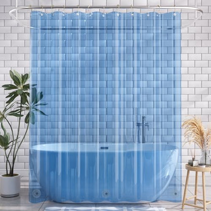 AmazerBath Extra Long Shower Curtain Liner, Clear Blue Shower Liner 84 Inches Long, 72x84 Plastic Shower Curtain Liners, Cute Tall Shower Liner, PEVA Bathroom Shower Curtain Liners & 3 Magnets - color: Clear Atlantic, size: 72"W x 84"L (Pack of 1)