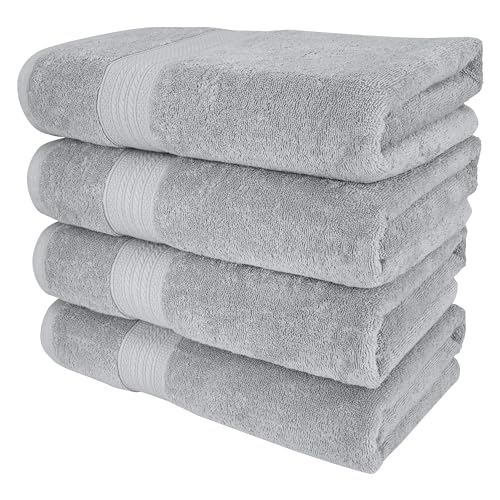 Kaufman - 4 Piece 100% Cotton Bath Towel Set | 54 x 30 in | 4 Luxury Bath Towels | Highly Absorbent & Quick Dry Towel | Thick & Soft Premium Bath Towels for Bathroom - color: Dove Grey, size: 54 x 30 inches
