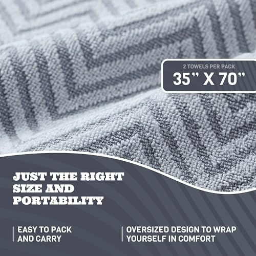 White Classic Cotton Beach Towels Oversized 35 x 70 Inches, Ultra Absorbent and Low Lint Luxury Pool Towels, Chevron Design, Light Gray, 2 Pack - color: Chevron Light Gray