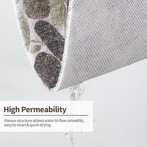 Hombys Non Slip Shower Mat 27x27 in, Shower Floor Mats with Drain Hole, Secure PVC Loofah Mat, Boho Coffee Pebble - color: Coffee Pebble, size: 27" x 27" (Rectangular)