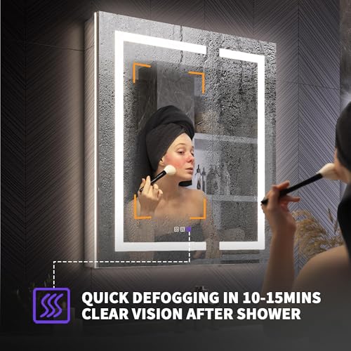 Luxury 30" Wall-Mounted LED Bathroom Medicine Cabinet, Outlets, Anti-Fog | Surface-Mount/Recessed, Double-Sided Mirror Cabinet, 3 Color Temp, DTC Silent-Close Hinges, Adjustable Tempered Glass Shelfs - size: 30"W x 36"H