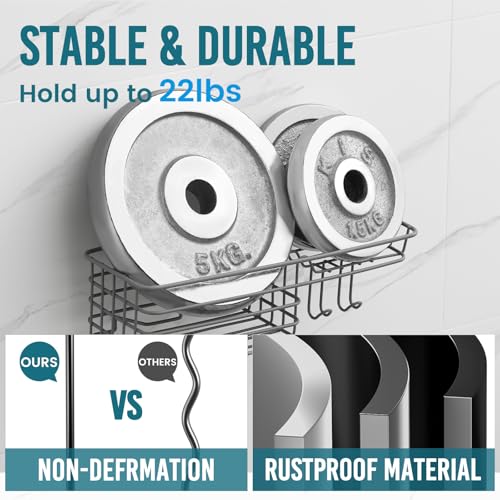 TAILI Shower Caddy Suction Cup with Hooks (Grey, 1 x Medium) - color: Grey, size: 1 x Medium