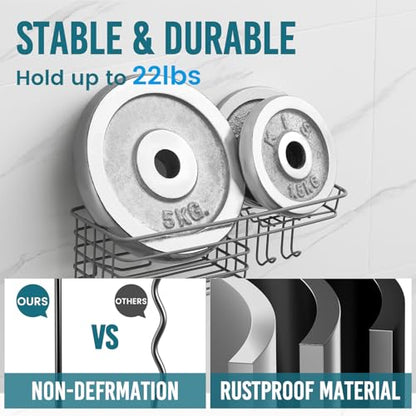 TAILI Shower Caddy Suction Cup with Hooks (Grey, 1 x Medium) - color: Grey, size: 1 x Medium