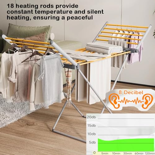 (1 Pack) eflyefly Electric Heated Drying Racks Clothes Airer Towel Warming Rack