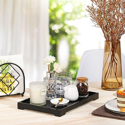 Luxspire Marble Tray for Soap Dispenser Perfume Jewelry, L, Matte Black | 11 x 8 inch, non-slip waterproof resin, easy wipe clean, fits bath kitchen vanity, holds jewelry toiletries soap - color: C - Black, style: Large