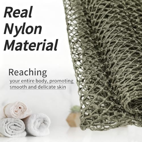 SPMKTBOZAI African Net Sponge Authentic, Exfoliating Net for Body Back | African Net Sponge with Knots| Long Stretch| African Net for Sensitive Skin| Durable & Quick Dry| Daily Use| Moss Green - color: Moss Green