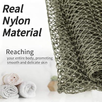SPMKTBOZAI African Net Sponge Authentic, Exfoliating Net for Body Back | African Net Sponge with Knots| Long Stretch| African Net for Sensitive Skin| Durable & Quick Dry| Daily Use| Moss Green - color: Moss Green