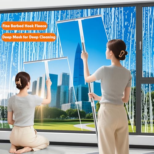 JOYBOS Rubber Floor Squeegee for Smooth Surface Concrete Floor, Tile Floor, Heavy Duty Garage Shower Floor Squeegee Broom for Removing Water, Commercial Scrubber Mop with Adjustable Long Handle (XL) - size: X-Large (1 in 1)