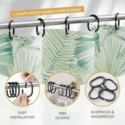 Black Shower Curtain Hooks Rings, 24 Pcs Plastic Shower Curtain Rings, Plastic Shower Curtain Hooks for Bathroom Shower Rod, Black Shower Hooks Rings Loops for Shower Curtain - color: Black