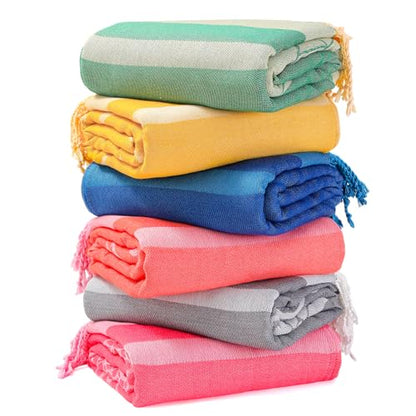 Genovega 6 Packs Oversized Turkish Beach Towels Set 74"x38" Extra Large Sand Free Quick Dry Swim Bath Pool Towel Travel Blanket Adult Essentials Accessories Vacation Multi Shark Turtle Stuff - color: Multi Pattern Four