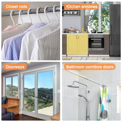 uxcell Tension Curtain Rod, Adjustable 32 to 59 inches, 0.75" Dia White Spring Tension Rod No Drilling Expandable Tension Rod for Doorway, Kitchen - size: 32-59 inch