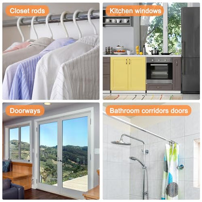 uxcell Tension Curtain Rod, Adjustable 24 to 43 inches, 0.75" Dia White Spring Tension Rod No Drilling Expandable Tension Rod for Doorway, Kitchen - size: 24-43 inch
