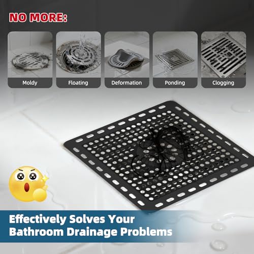 Hibbent Upgraded Shower Drain Hair Catcher, Shower Cover for Bathroom Floor 6" Drain, Anti-Clogging Bathtub Strainer, Stainless Steel Kitchen Sink Strainer with Handle, Matte Black - color: 6' Matte Black
