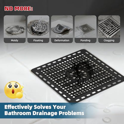 Hibbent Upgraded Shower Drain Hair Catcher, Shower Cover for Bathroom Floor 6" Drain, Anti-Clogging Bathtub Strainer, Stainless Steel Kitchen Sink Strainer with Handle, Matte Black - color: 6' Matte Black