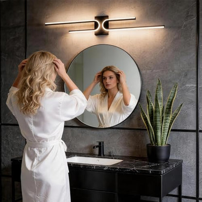 Vanity Light for Bathroom Lighting Over Mirror Black Dimmable 3CCT Vanity Lighting Fixture Modern Bath Vanity Bar 39in Led Bathroom Wall Sconce Lighting for Bedroom Living Room with Remote Control - color: Black B
