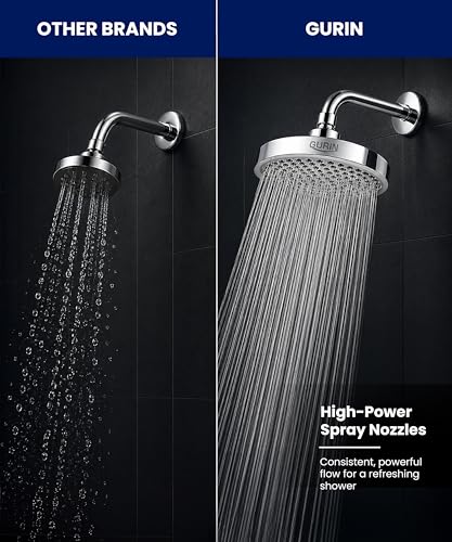 Shower Head - Premium Polished Chrome Finish - Rain Showerhead 6 Inch | High Pressure Shower Heads with Adjustable Angles, 90 Anti-Clog Nozzles, Tool-Free 1-Min Install