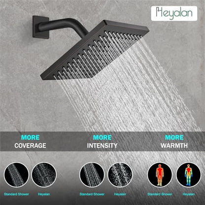 Heyalan 8 Inch Shower Set with Tub Spout and Valve, Oil Rubbed Bronze | 8-inch square rainfall head, tub spout with diverter, male-thread rough-in valve, single-handle control and wall-mount design - color: Oil Rubbed Bronze, size: 8 Inch Square Shower He