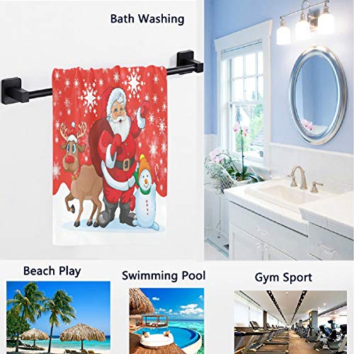 Naanle Christmas Style Funny Santa Reindeer and Snowman with Snowflake Print Guest Towel Soft Eco-Friendly Guest Hand Towels Multipurpose for Bathroom, Hotel, Gym and Spa (16" x 30",Red) - color: Xmas