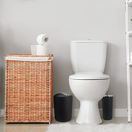 Bathroom Accessory Set, 10 Piece Black Bathroom Set Complete | Includes Trash Can, Soap Dispenser, Toothbrush Holder, Soap Holder, Tumbler, Toilet Brush, Tray, Qtip Holders, Tissue Cover - color: Black