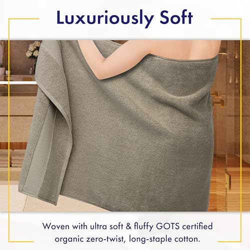 100% Organic Zero-Twist Cotton Towels - GOTS Certified Luxury Bath Towels - Ultra Soft & Plush 700GSM Long-Staple Cotton - 6 Piece Towel Set (Taupe) - color: Taupe, size: 6pc Towel Set